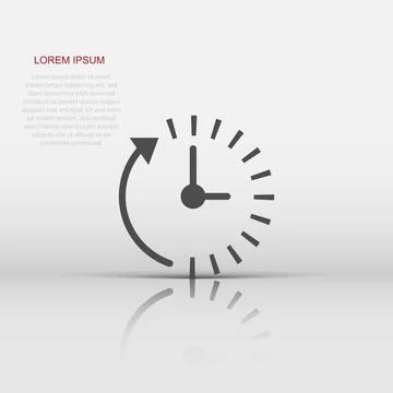 Clock countdown icon in flat style. Time chronometer vector illustration on.. Stock Illustration