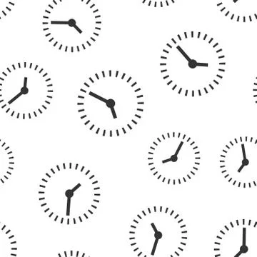 Clock countdown icon seamless pattern background. Time chronometer vector ill Stock Illustration