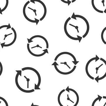 Clock countdown icon seamless pattern background. Time chronometer vector ill 스톡 일러스트