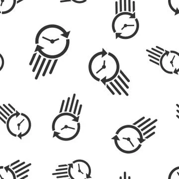 Clock countdown icon seamless pattern background. Time chronometer vector ill Stockillustratie