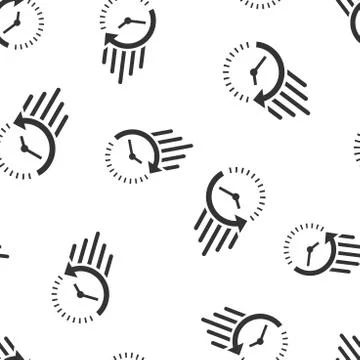 Clock countdown icon seamless pattern background. Time chronometer vector ill Illustrazione stock