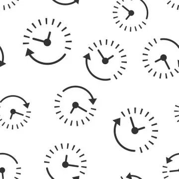 Clock countdown icon seamless pattern background. Time chronometer vector ill Stock Illustration