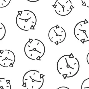 Clock countdown icon seamless pattern background. Time chronometer vector ill 스톡 일러스트