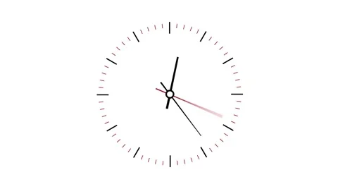 Clock Counting Down frame in a 12 hours loop. Clock Counting on