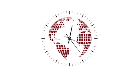 Clock counting down 12 hours over 30 seconds. Time lapse. Globe inside Stock Footage 49909859