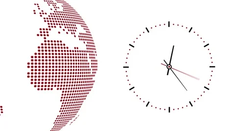 Clock counting down 12 hours over 30 seconds. Time lapse. Background globe Stock Footage 49910170