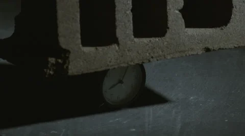 Clock is crushed by concrete block in slow motion; shot on Phantom Flex 4K at 스톡 동영상 55655859