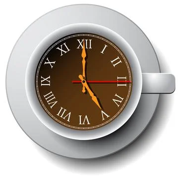Clock as cup of coffee Illustrazione stock