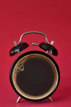Clock cup of coffee Stock Photos