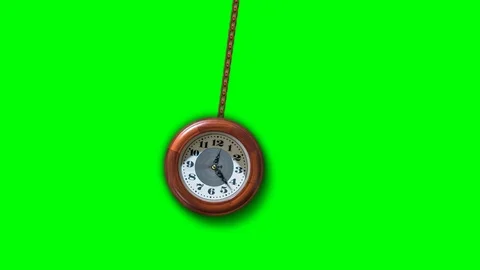 Clock dangles on the chain on the green screen Stock Footage 126536238