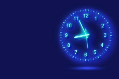 Clock on dark blue background, space for text. Time concept Stock Illustration