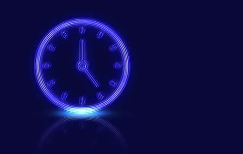 Clock on dark blue background, space for text. Time concept 스톡 일러스트