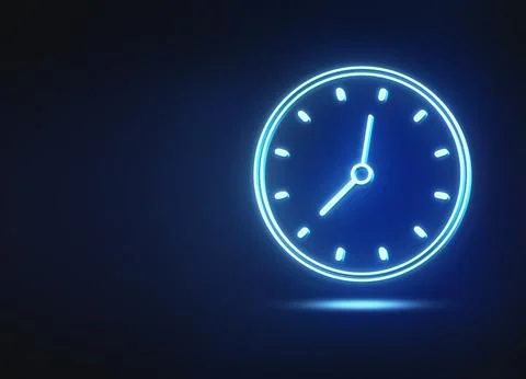 Clock on dark blue background, space for text. Time concept Stock Illustration