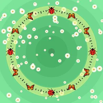 Clock design with bugs Stock Illustration