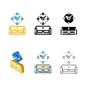 Clock design tool pack on wall color icon vector Illustrazione stock