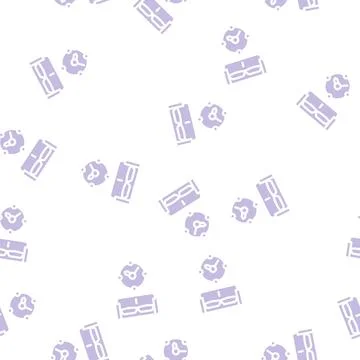 Clock design tool on wall glyph vector seamless pattern Stock Illustration
