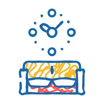 Clock design tool on wall icon doodle illustration Stockillustratie