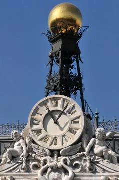 Clock detail on building Stock Photos