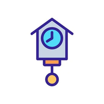 Clock device in house form with pendulum icon vector Stock Illustration