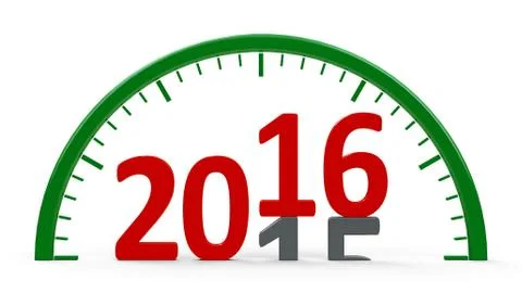 Clock dial 2016, half Stock Illustration