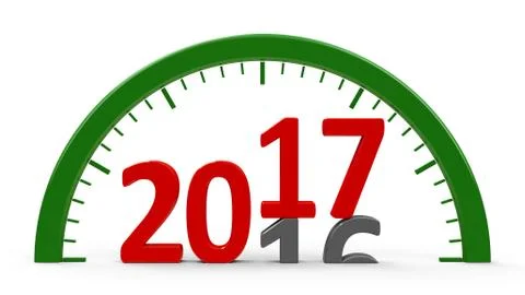 Clock dial 2017, half Stock Illustration