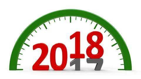 Clock dial 2018, half Stock Illustration