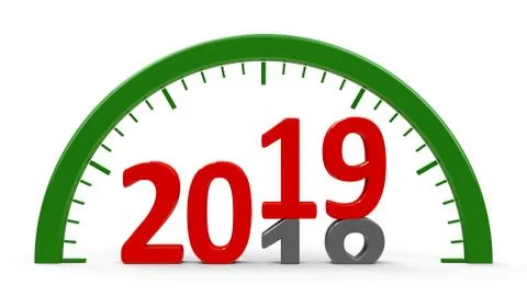 Clock dial 2019, half Stock Illustration