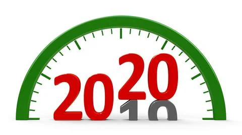 Clock dial 2020, half Stock Illustration
