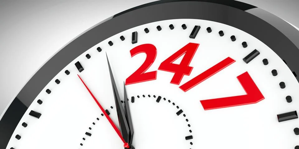 Clock dial 24/7 Stock Illustration