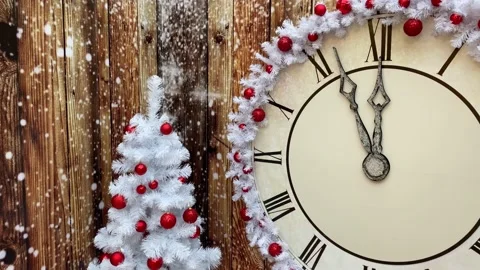 Clock Dial with on Christmas Background. New Year Countdown. Stock Footage 213496608