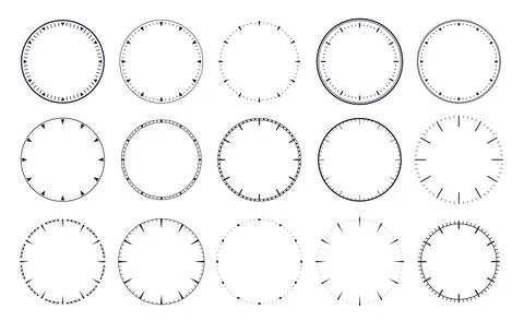 Clock dial . Empty mechanical watch face without arrows and numbers with hour Stock Illustration