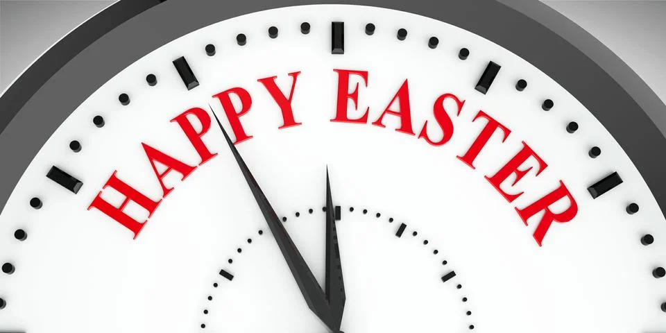 Clock dial Happy Easter Illustrazione stock
