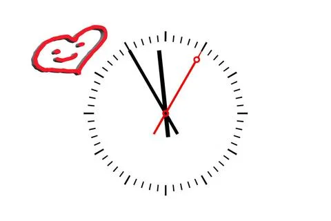 Clock Dial shows time 5 before 12 Clock, Digits sheet with hour hand, minu... Stock Photos