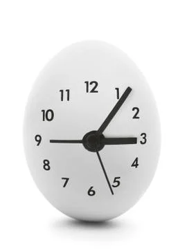 Clock dial on white egg isolated on white background Stock Illustration