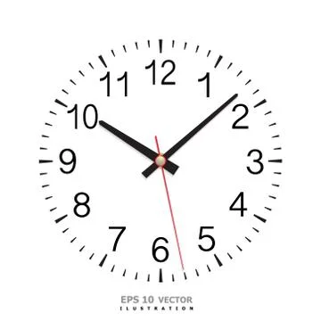 Clock dial on white vector illustration. Illustrazione stock