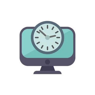 Clock displaying on a computer screen for time management concept Stock Illustration