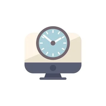 Clock displaying on a computer screen for time management concept Stock Illustration