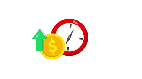 Clock with dollar coin up animation. 4K motion animation. Stock Footage 299898943