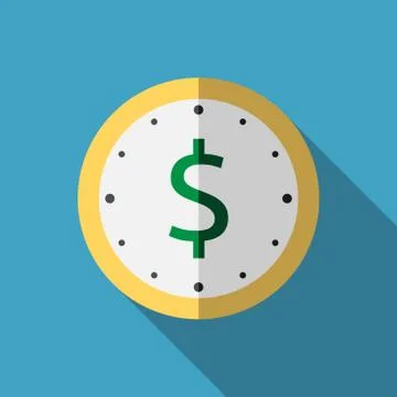 Clock with dollar icon Stock Illustration