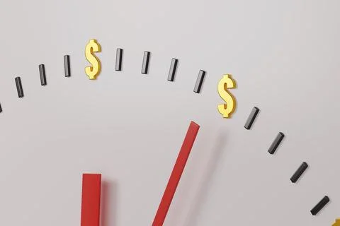 Clock with dollar sign on the hours. Time is money concept. 3d illustration. 스톡 사진