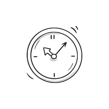 Clock doodle. Clock time hand drawn sketch style icon. Time measurement doodle Stock Illustration