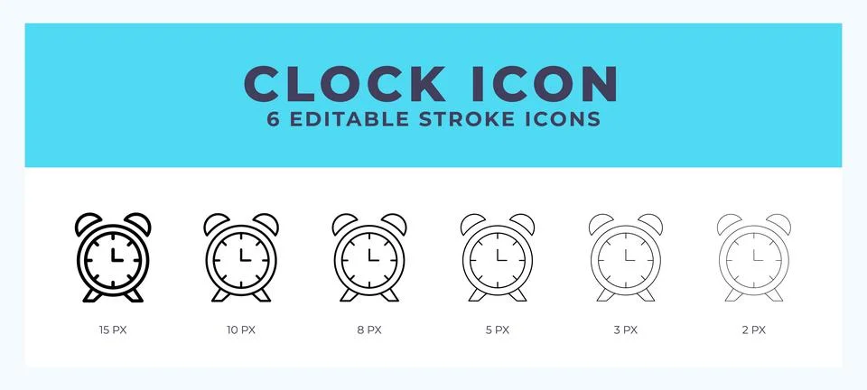 Clock editable line icon. Vector illustration with different stroke. Stock Illustration