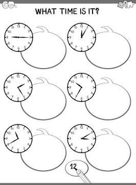 Clock educational task for children Illustrazione stock