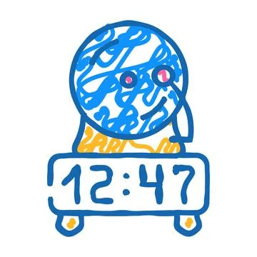 Clock educational time icon doodle illustration イラスト素材