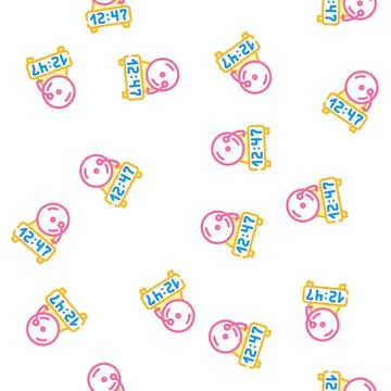 Clock educational time vector seamless pattern Stock Illustration