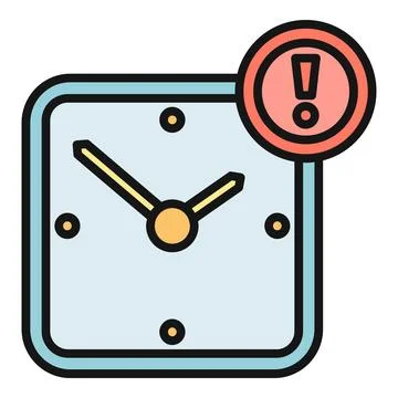 Clock with exclamation mark indicating important deadline alert Stock Illustration