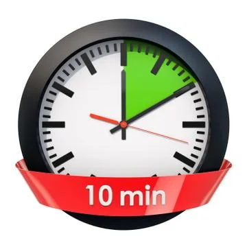Clock face with 10 minutes timer. 3D rendering Stock Illustration