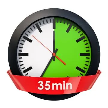 Clock face with 35 minutes timer. 3D rendering Stock Illustration