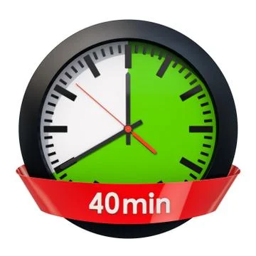Clock face with 40 minutes timer. 3D rendering Stock Illustration