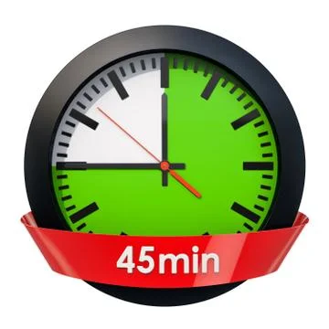 Clock face with 45 minutes timer. 3D rendering Stock Illustration